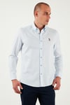U.S. Polo % 100 Pamuk Slim Fit Düğmeli Yaka Logolu Erkek Gömlek G081SZ0042082904 AÇIK MAVİ