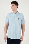 U.S. Polo % 100 Pamuk Regular Fit Düğmeli Yaka Logolu Erkek Gömlek G081GL0042083854 AÇIK MAVİ