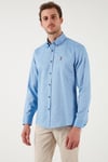U.S. Polo % 100 Pamuk Slim Fit Düğmeli Yaka Logolu Erkek Gömlek G081SZ0042082904 Kobalt