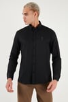 U.S. Polo Pamuklu Slim Fit Logolu Uzun Kollu Erkek Gömlek G081GL0042225434 SİYAH