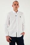 U.S. Polo % 100 Pamuk Regular Fit Logolu Çizgili Erkek Gömlek G081SZ0042170101 BEYAZ