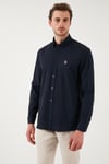 U.S. Polo % 100 Pamuk Regular Fit Düğmeli Yaka Logolu Erkek Gömlek G081GL0042084002 LACİVERT