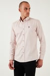U.S. Polo % 100 Pamuk Slim Fit Düğmeli Yaka Logolu Erkek Gömlek G081SZ0042082904 PUDRA
