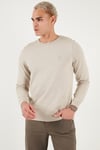U.S. Polo Pamuklu Slim Fit Logolu Bisiklet Yaka Erkek Kazak G081SZ0TK2226959 Taş Melanj