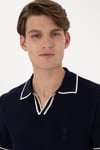 U.S. Polo Logolu Slim Fit Polo Yaka Kısa Kollu Erkek Kazak G081SZ0TKPU9469 LACİVERT