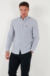 U.S. Polo Çizgili Pamuklu Slim Fit Düğmeli Yaka Erkek Gömlek G081SZ0042103065 AÇIK LACİVERT