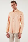 U.S. Polo % 100 Pamuk Slim Fit Düğmeli Yaka Logolu Erkek Gömlek G081SZ0042082904 HARDAL