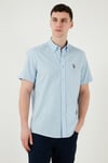 U.S. Polo % 100 Pamuk Regular Fit Düğmeli Yaka Logolu Erkek Gömlek G081GL0042083854 AÇIK MAVİ