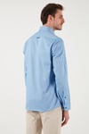 U.S. Polo % 100 Pamuk Slim Fit Düğmeli Yaka Logolu Erkek Gömlek G081SZ0042082904 Kobalt