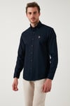 U.S. Polo % 100 Pamuk Slim Fit Düğmeli Yaka Logolu Erkek Gömlek G081SZ0042082904 LACİVERT