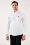 U.S. Polo % 100 Pamuk Slim Fit Düğmeli Yaka Logolu Erkek Gömlek G081SZ0042082904 BEYAZ