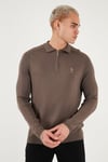 U.S. Polo Pamuk Karışımlı Polo Yaka Erkek Kazak G081SZ0TK2335218 Vizon