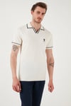 U.S. Polo Logolu Slim Fit Polo Yaka Kısa Kollu Erkek Kazak G081SZ0TK2100068 KREM