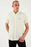 U.S. Polo % 100 Pamuk Regular Fit Düğmeli Yaka Logolu Erkek Gömlek G081GL0042083854 VR