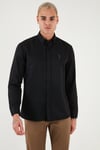 U.S. Polo Pamuklu Slim Fit Logolu Uzun Kollu Erkek Gömlek G081GL0042225434 SİYAH