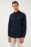 U.S. Polo % 100 Pamuk Regular Fit Düğmeli Yaka Logolu Erkek Gömlek G081GL0042084002 LACİVERT