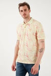 U.S. Polo Desenli % 100 Pamuk Regular Fit Düğmeli Erkek Polo Yaka T Shirt G081SZ0112103268 Açık Haki