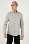 U.S. Polo Pamuklu Slim Fit Logolu Uzun Kollu Erkek Gömlek G081SZ0042225619 Açık Haki