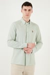 U.S. Polo % 100 Pamuk Regular Fit Düğmeli Yaka Logolu Erkek Gömlek G081GL0042084002 Su Yeşili