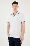 U.S. Polo Logolu % 100 Pamuk Slim Fit Erkek Polo Yaka T Shirt G081SZ0112085130 BEYAZ