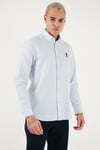 U.S. Polo Pamuklu Slim Fit Logolu Uzun Kollu Erkek Gömlek G081GL0042225434 AÇIK MAVİ