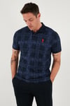 U.S. Polo Kareli % 100 Pamuk Regular Fit Düğmeli Erkek Polo Yaka T Shirt G081SZ0112103243 LACİVERT
