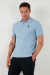 U.S. Polo Logolu Pamuklu Regular Fit Düğmeli Polo Yaka Erkek T Shirt G081GL0112106339 MAVİ