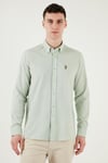 U.S. Polo % 100 Pamuk Regular Fit Düğmeli Yaka Logolu Erkek Gömlek G081GL0042084002 Su Yeşili