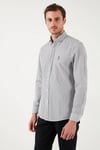 U.S. Polo Çizgili Pamuklu Slim Fit Düğmeli Yaka Erkek Gömlek G081SZ0042103065 KOYU HAKİ