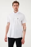 U.S. Polo % 100 Pamuk Regular Fit Düğmeli Yaka Logolu Erkek Gömlek G081GL0042083854 BEYAZ