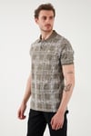 U.S. Polo Kareli % 100 Pamuk Regular Fit Düğmeli Erkek Polo Yaka T Shirt G081SZ0112103243 Vizon
