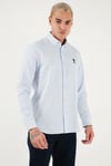U.S. Polo Pamuklu Slim Fit Logolu Uzun Kollu Erkek Gömlek G081GL0042225434 AÇIK MAVİ