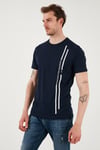 U.S. Polo % 100 Pamuk Regular Fit Bisiklet Yaka Şerit Logolu Erkek T Shirt G081SZ0112104061 LACİVERT