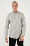 U.S. Polo Pamuklu Slim Fit Logolu Uzun Kollu Erkek Gömlek G081SZ0042225619 Açık Haki