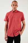 U.S. Polo % 100 Pamuk Regular Fit Düğmeli Yaka Logolu Erkek Gömlek G081GL0042083854 Vişne