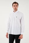 U.S. Polo % 100 Pamuk Regular Fit Düğmeli Yaka Logolu Erkek Gömlek G081GL0042084002 BEYAZ