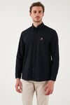 U.S. Polo % 100 Pamuk Regular Fit Düğmeli Yaka Logolu Erkek Gömlek G081GL0042084002 SİYAH