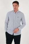 U.S. Polo Çizgili Pamuklu Slim Fit Düğmeli Yaka Erkek Gömlek G081SZ0042103065 AÇIK LACİVERT