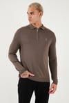 U.S. Polo Pamuk Karışımlı Polo Yaka Erkek Kazak G081SZ0TK2335218 Vizon