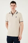 U.S. Polo Logolu % 100 Pamuk Slim Fit Erkek Polo Yaka T Shirt G081SZ0112085130 TAŞ