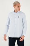 U.S. Polo Pamuklu Slim Fit Logolu Uzun Kollu Erkek Gömlek G081GL0042225434 AÇIK MAVİ