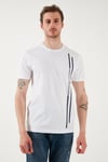 U.S. Polo % 100 Pamuk Regular Fit Bisiklet Yaka Şerit Logolu Erkek T Shirt G081SZ0112104061 BEYAZ