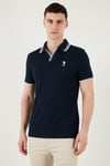 U.S. Polo Logolu % 100 Pamuk Slim Fit Erkek Polo Yaka T Shirt G081SZ0112085130 LACİVERT