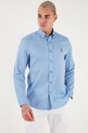 U.S. Polo Pamuklu Slim Fit Logolu Uzun Kollu Erkek Gömlek G081SZ0042225619 Koyu Mavi