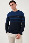 U.S. Polo Pamuklu Slim Fit Bisiklet Yaka Erkek Kazak G081SZ0TK2235801 LACİVERT