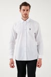 U.S. Polo % 100 Pamuk Regular Fit Düğmeli Yaka Logolu Erkek Gömlek G081GL0042084002 BEYAZ