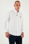 U.S. Polo % 100 Pamuk Regular Fit Logolu Çizgili Erkek Gömlek G081SZ0042170101 BEYAZ