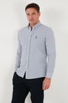 U.S. Polo Çizgili Pamuklu Slim Fit Düğmeli Yaka Erkek Gömlek G081SZ0042103065 AÇIK LACİVERT