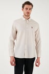 U.S. Polo % 100 Pamuk Regular Fit Düğmeli Yaka Logolu Erkek Gömlek G081GL0042084002 TAŞ