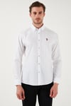 U.S. Polo % 100 Pamuk Slim Fit Düğmeli Yaka Logolu Erkek Gömlek G081SZ0042082904 BEYAZ
